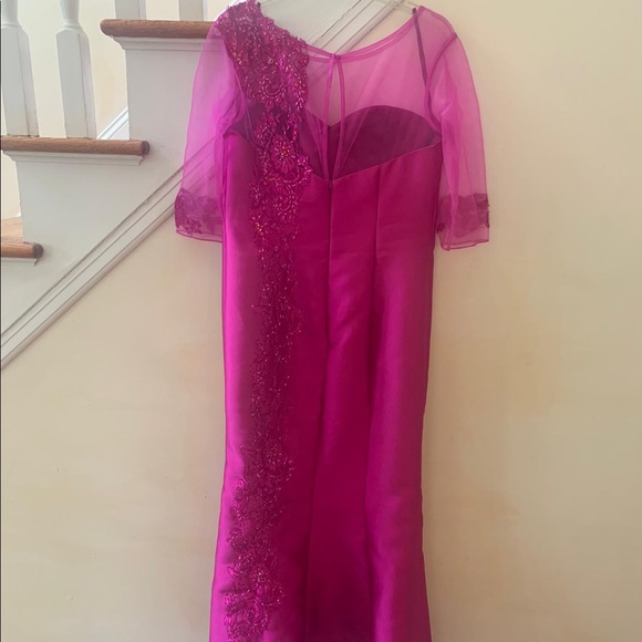 Hot Pink Fériani Couture Gown with Beautiful Lace and Beading - Picture 7 of 11